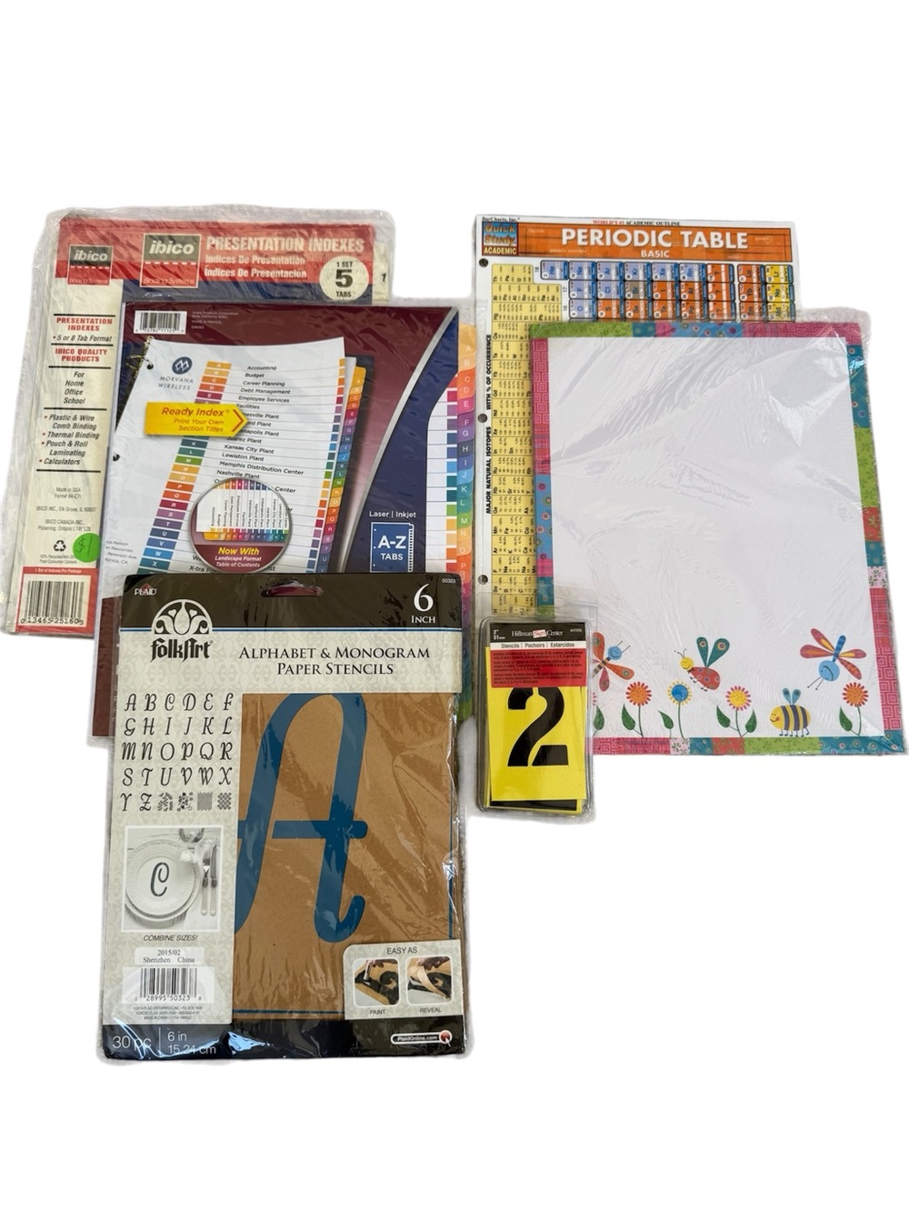 Paper Craft Set - New FolkArt Alphabet and Numerical Stencils. Binder Dividers.
